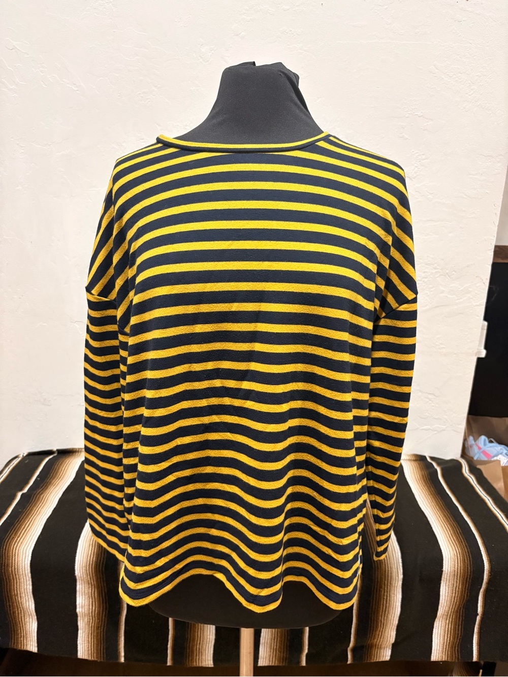 Superdry Men’s Yellow and Black Striped Long Sleeve Top